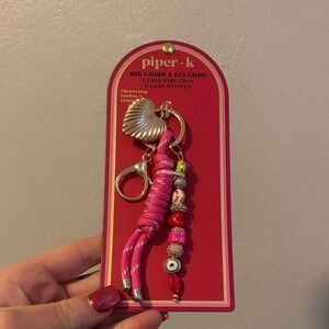 Piper Pink and Gold Key Holder with Charms/ Bag charm  new